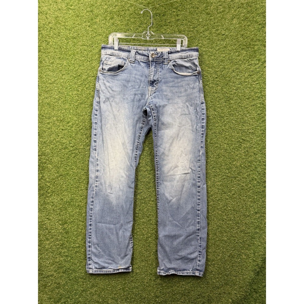 TK Axel Jeans Mens 32x32 Slim Boot Cut Light Wash Distressed Denim Workwear
